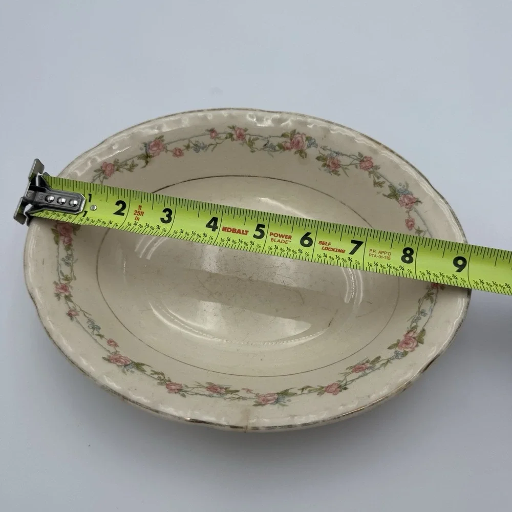 Vintage China‎ Oval Candy Dish Gold Roses Chunky Stained Floral Serving Dish